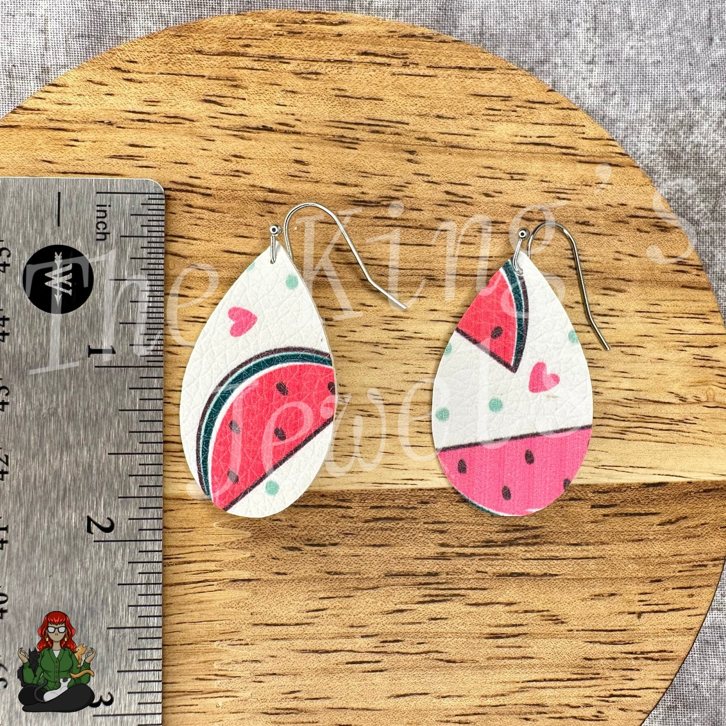 Rose - Watermelon Faux Leather Kids Earrings!