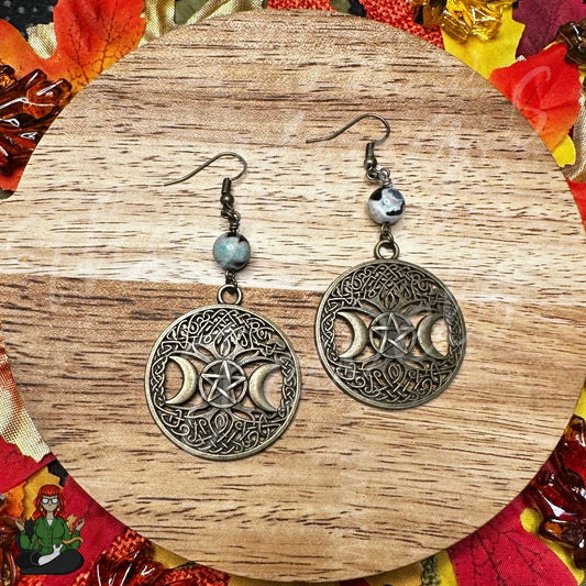 Katie - Brass Statement Celtic Lunar Earrings!