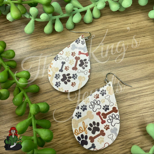 Rose - Large Dog Bone & Paw Earrings!