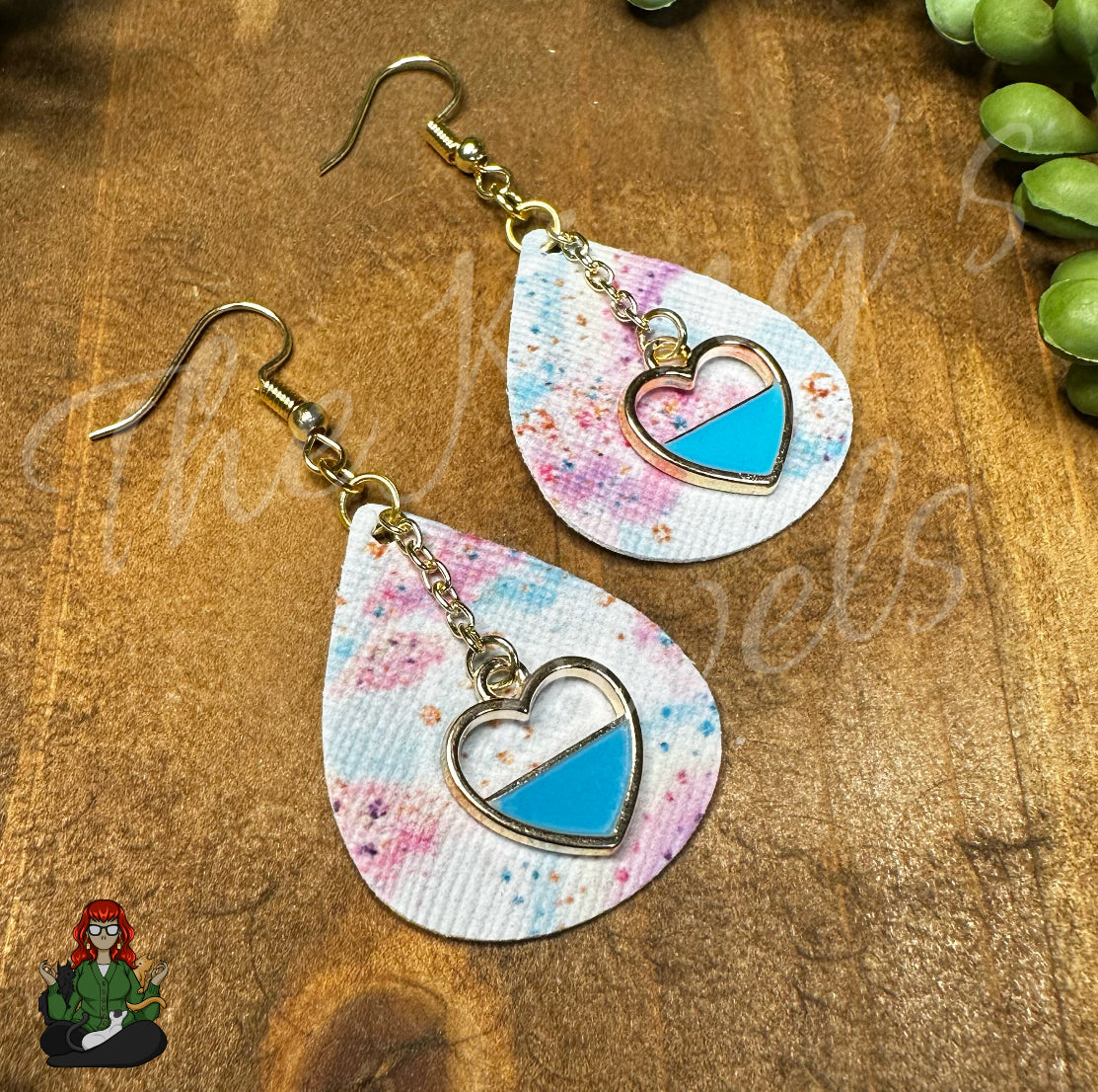 Rose - Pastel Cloud & Blue Heart Earrings!