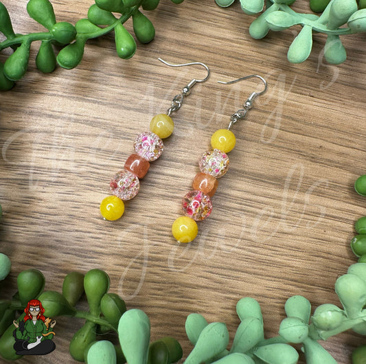 Faye - Orange, Yellow & Pink Beaded Earrings!