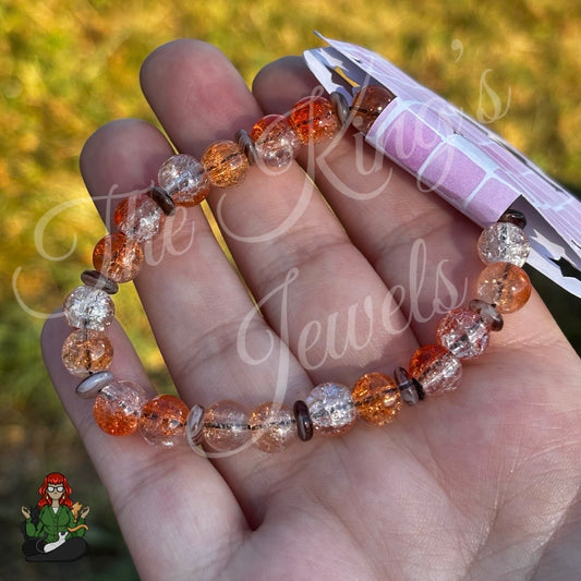 Orange Crackle & Brown Beaded Bracelet!