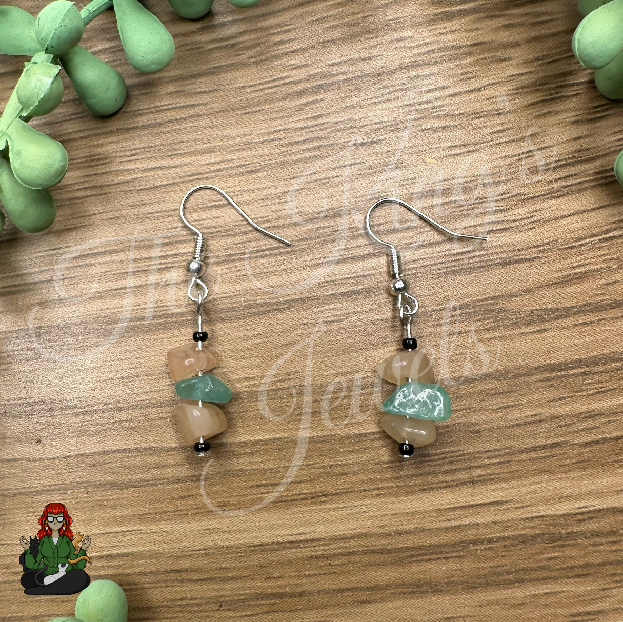 Melissa - Morganite & Aventurine Earrings!