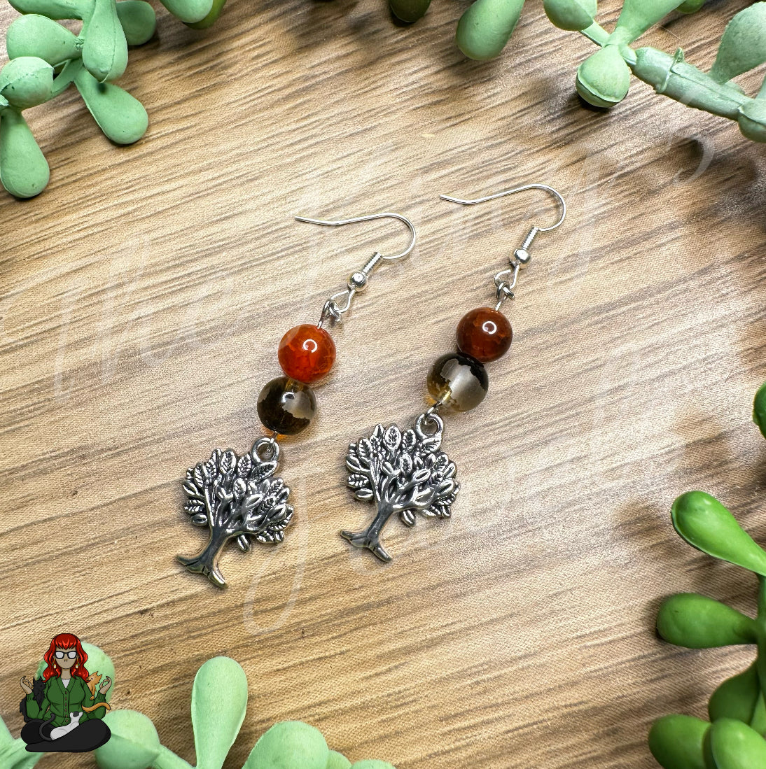 Katie - Red Carnelian Agate Tree of Life Earrings!