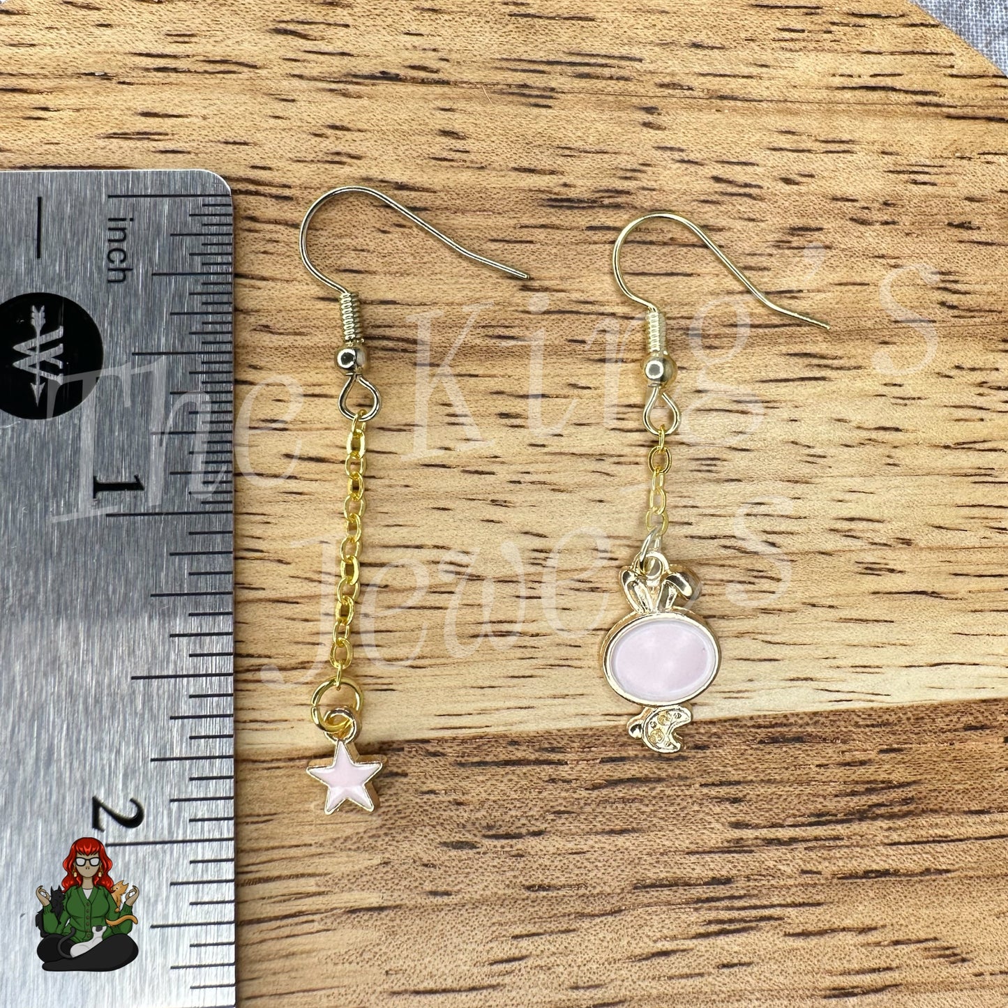 Gladys - Mismatch Pink Star & Bunny Kids Earrings!