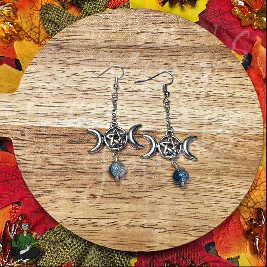 Gladys - Moon Phase & Pentacle Bead Earrings!