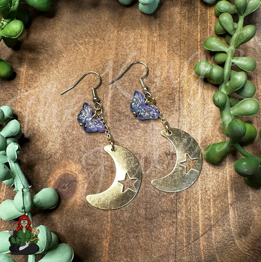 Gladys - Butterfly & Moon Earrings!