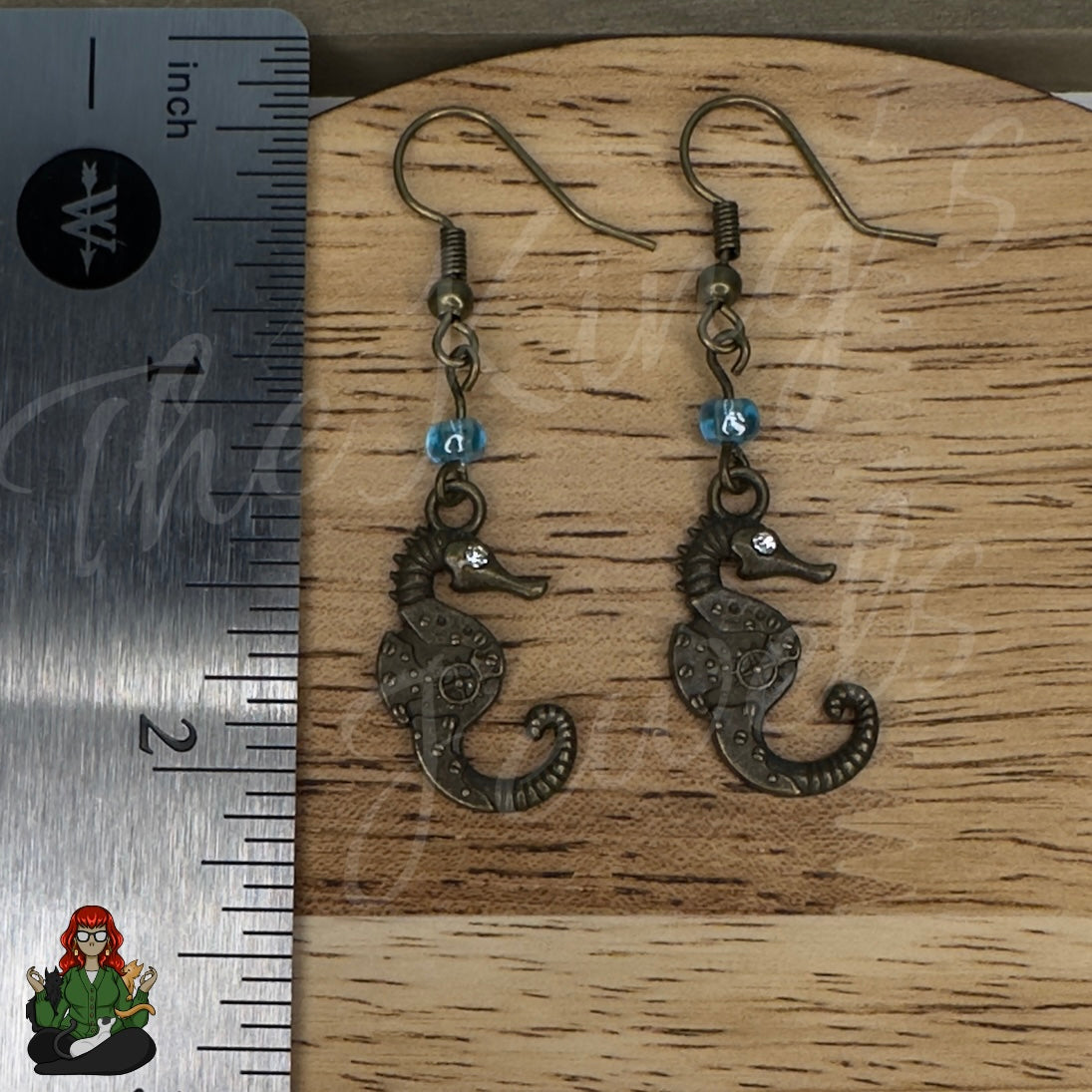 Katie - Steampunk Seahorses & Dainty Blue Earrings!