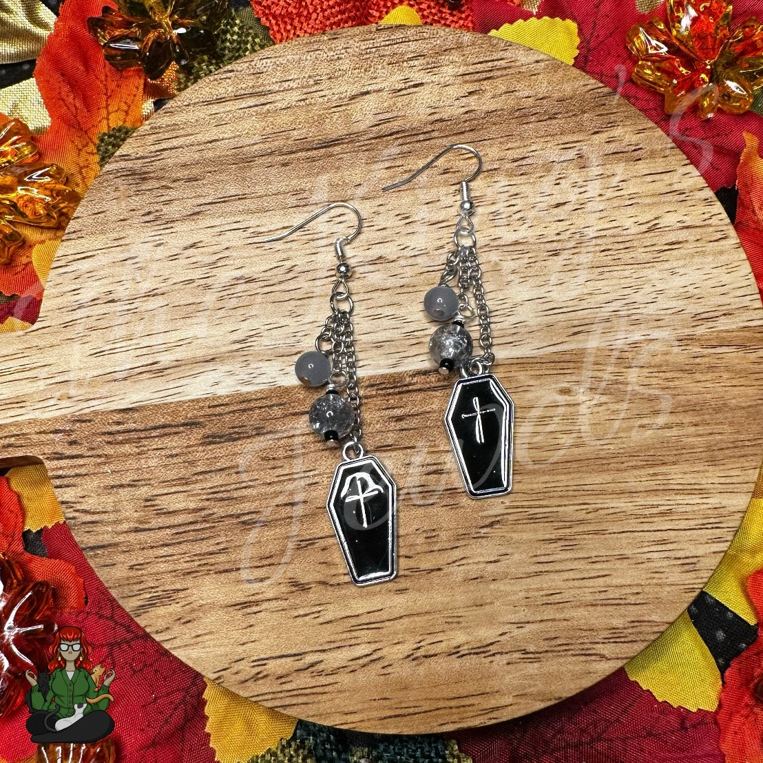 Gladys - Coffin & Bead Earrings!