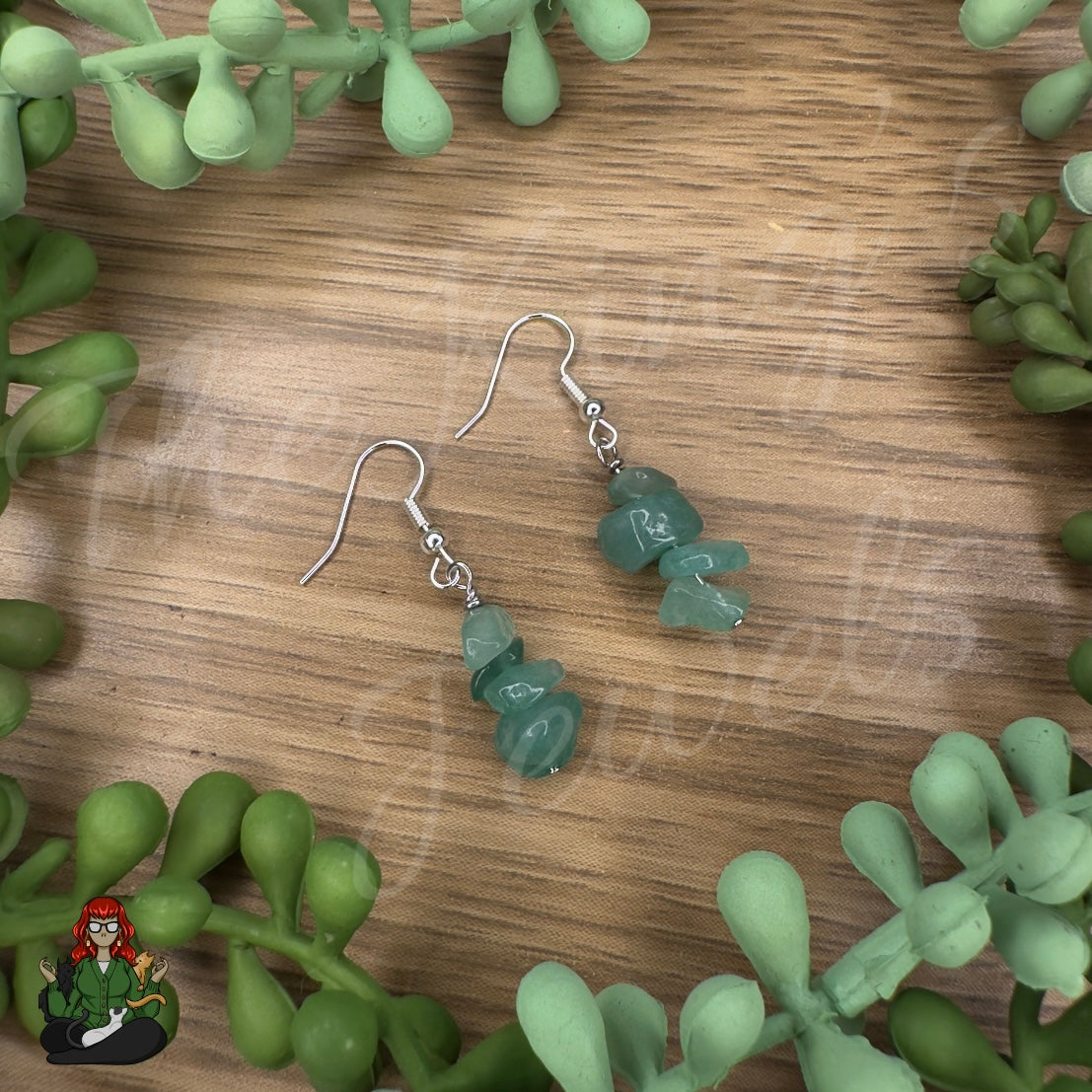 Melissa - Green Aventurine Chip Earrings!