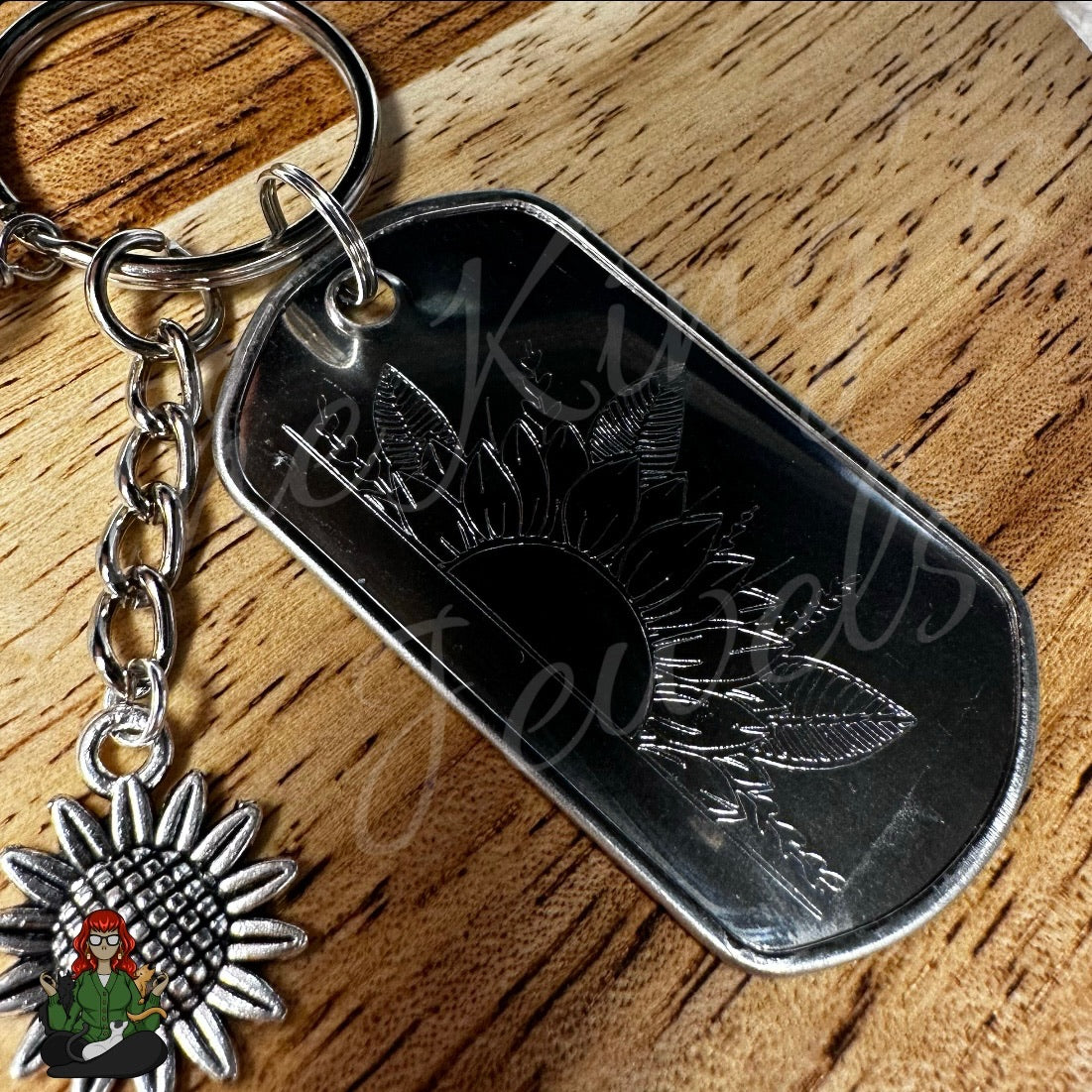 Etched Dog Tag "Green Thumb" Keychain!