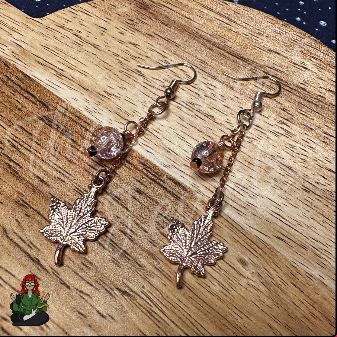 Gladys - Rose Gold Maple Leaf Earrings