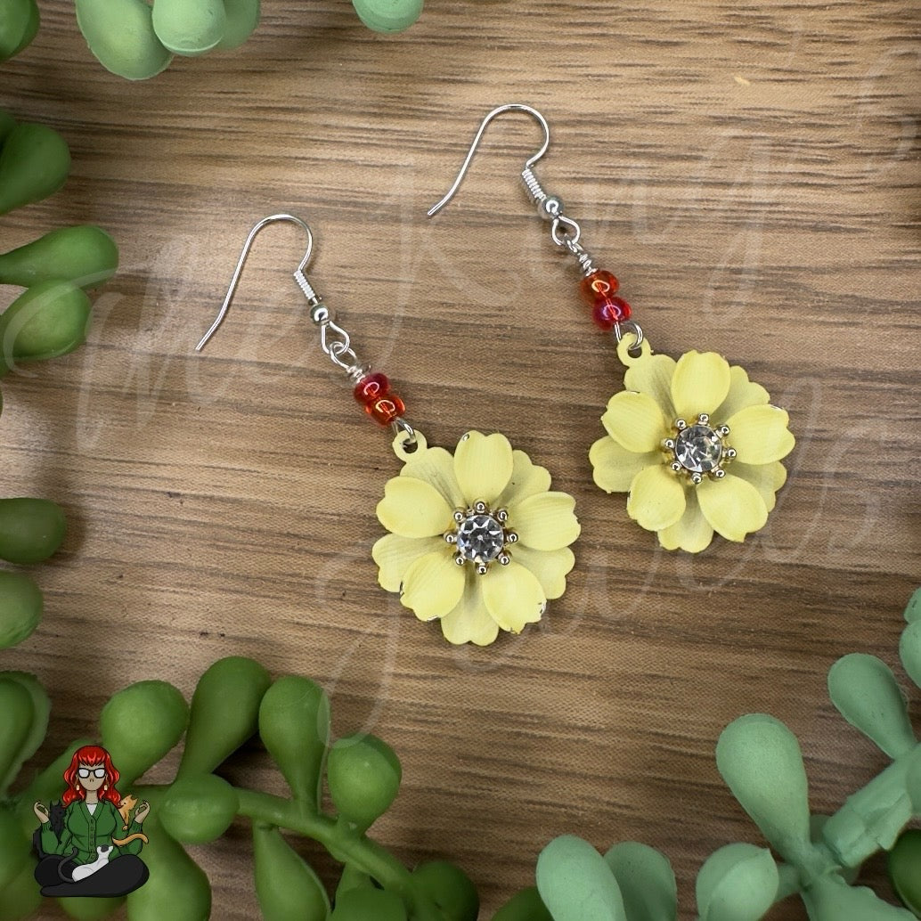 Katie - Yellow Flower & Pink to Yellow Shift Earrings!