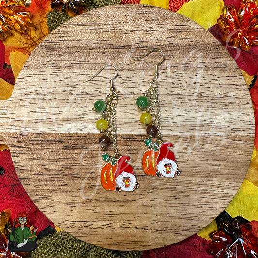 Gladys - Gnome Pumpkin Beaded Earrings!