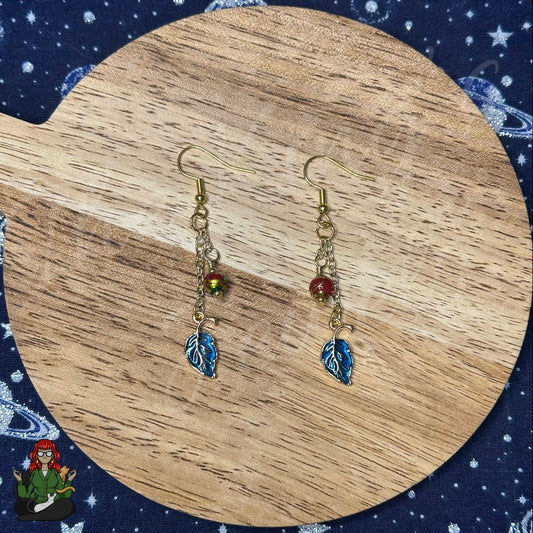 Gladys - Blue Leaf Earrings!