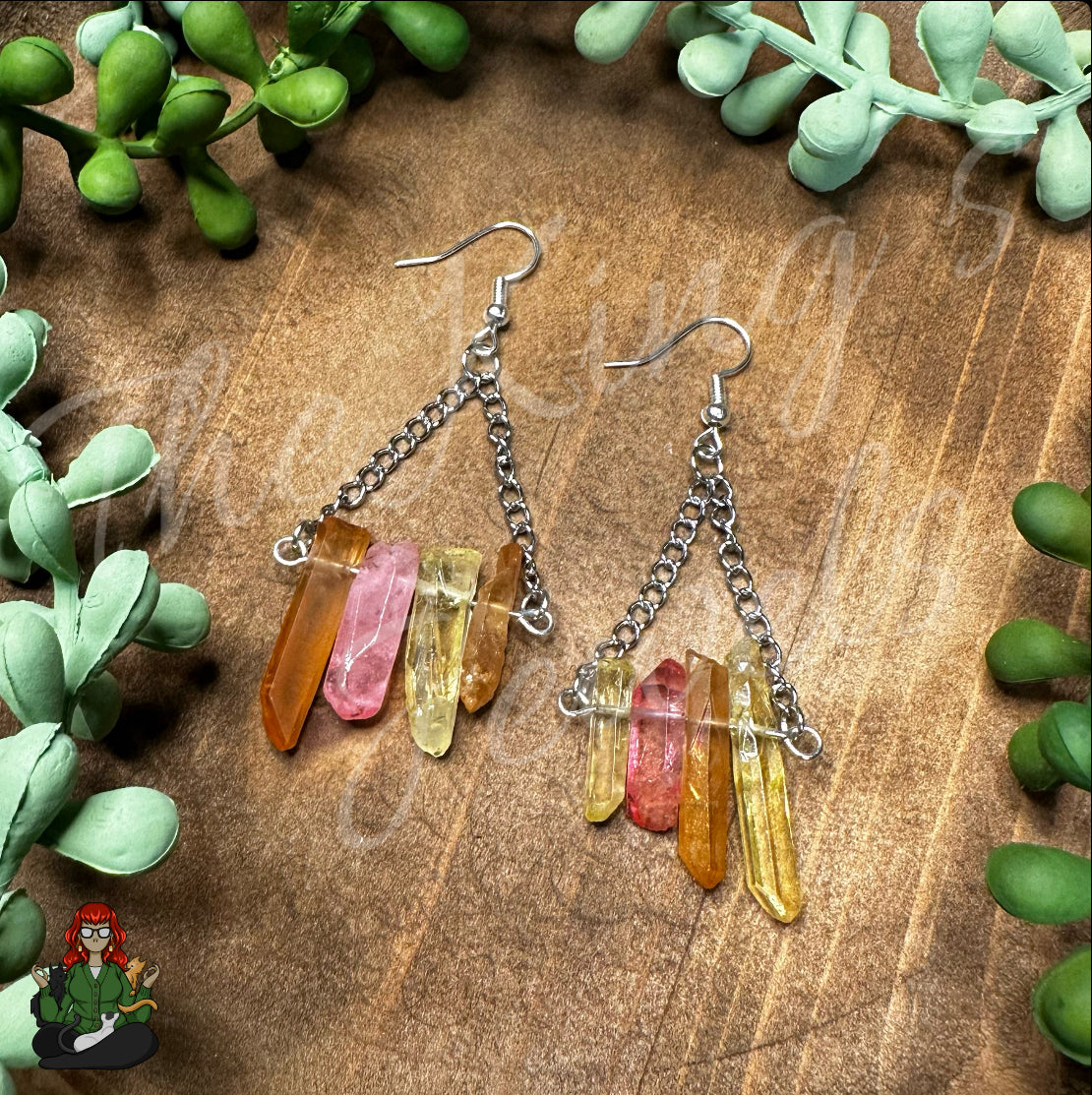 Gladys - Dyed Quartz Statement Earrings!