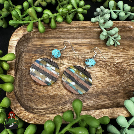 Katie - Wood & Clay Pieces in Resin Earrings!