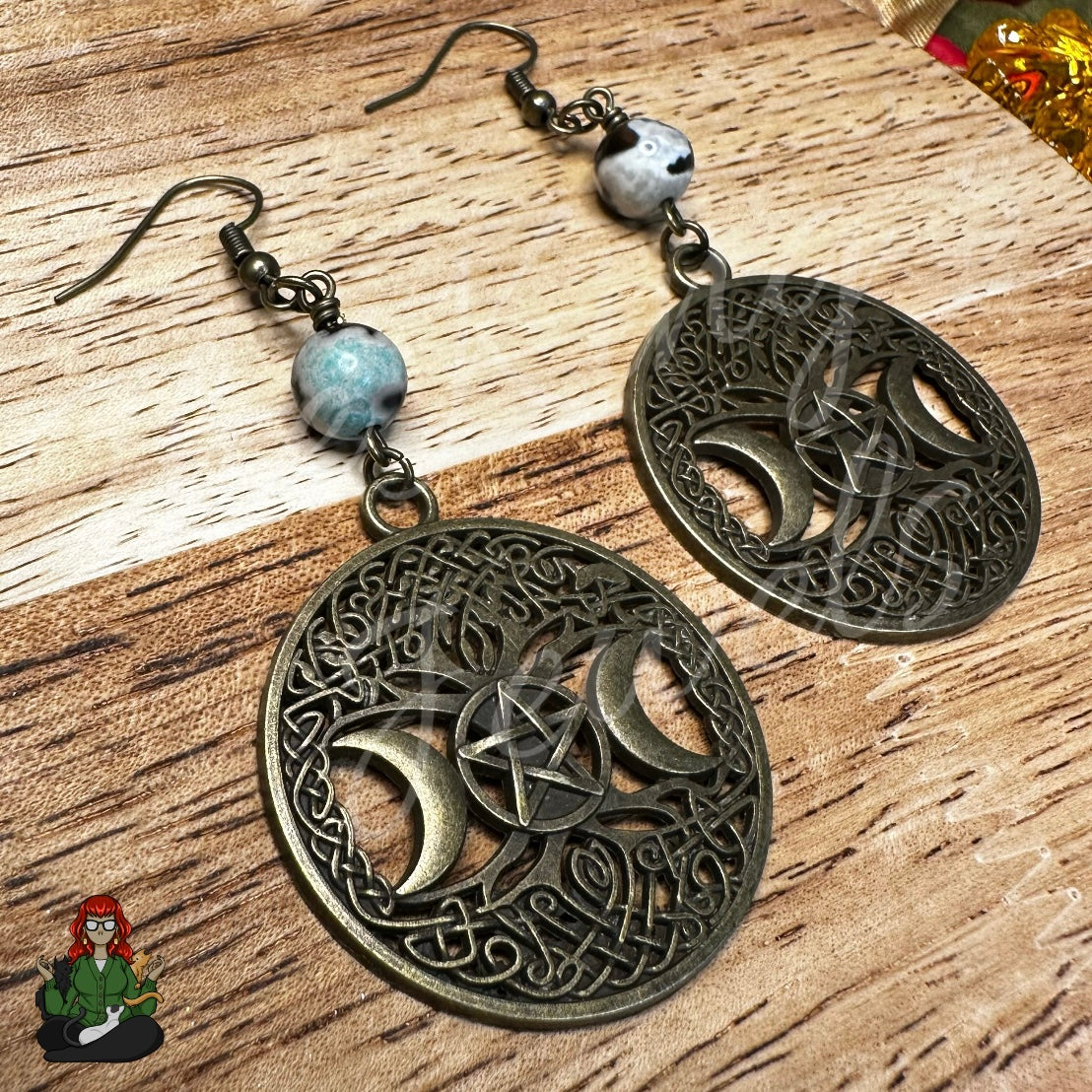 Katie - Brass Statement Celtic Lunar Earrings!