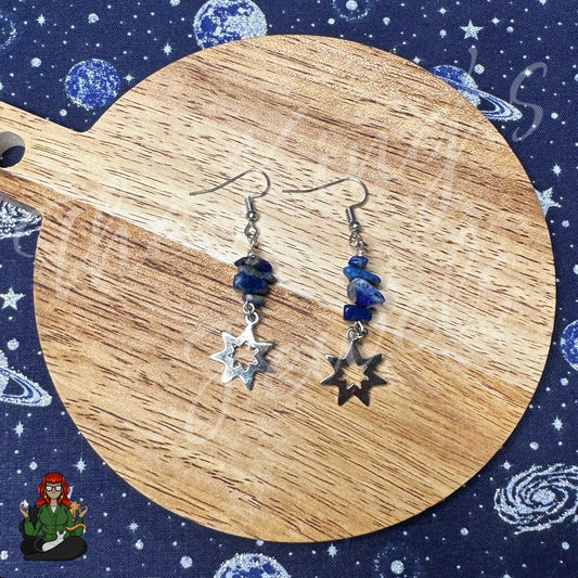 Katie - Star & Lapis Chip Bead Earrings!