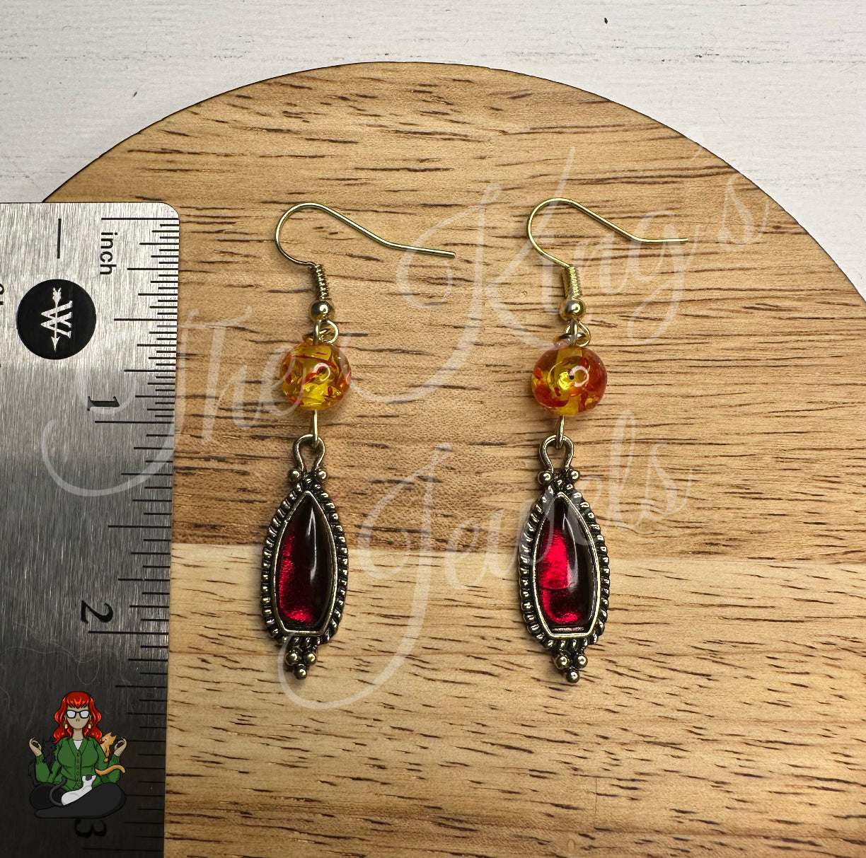 Katie - Fiery Red & Orange Victorian Style Earrings!