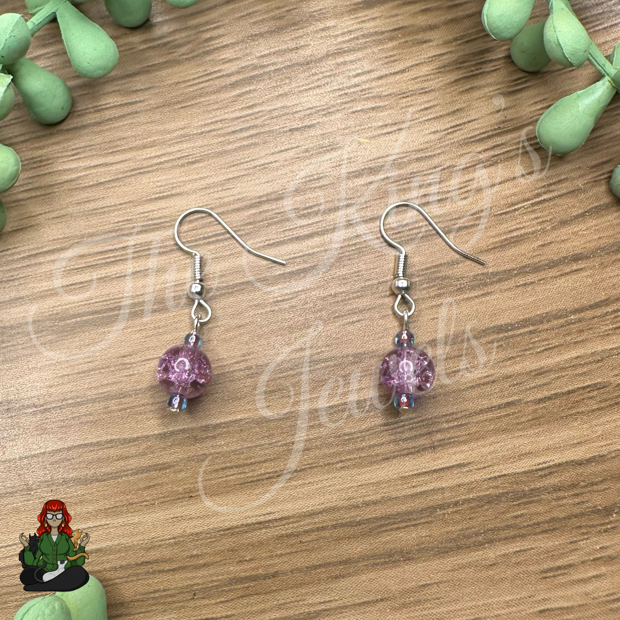 Shirley - Purple Crackle Bead Earrings!