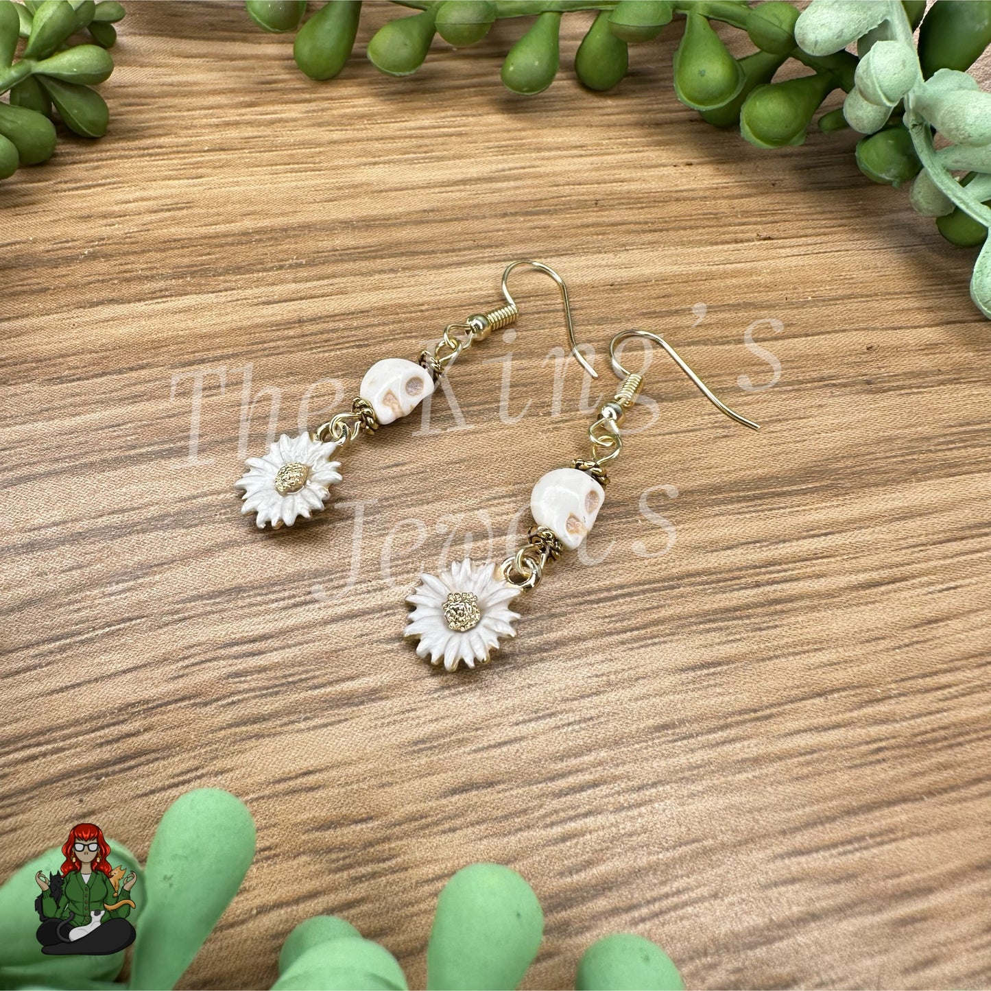 Katie - Skull & Daisy Earrings!