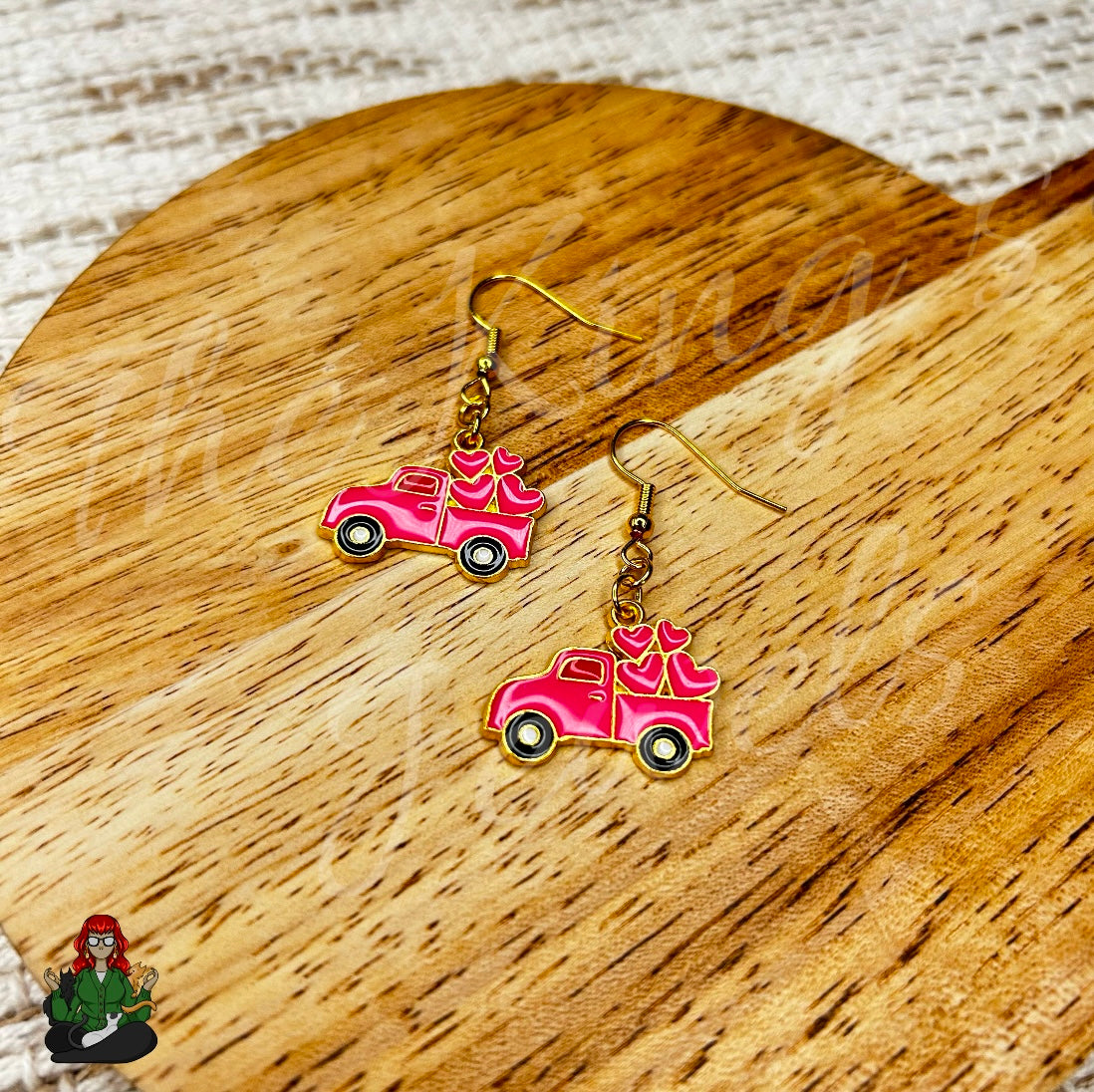 LeonaRae - Pink Heart Trucks Earrings!