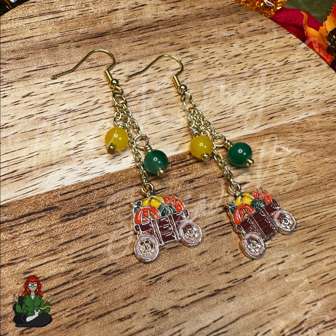 Gladys - Fall Wagon & Bead Earrings!