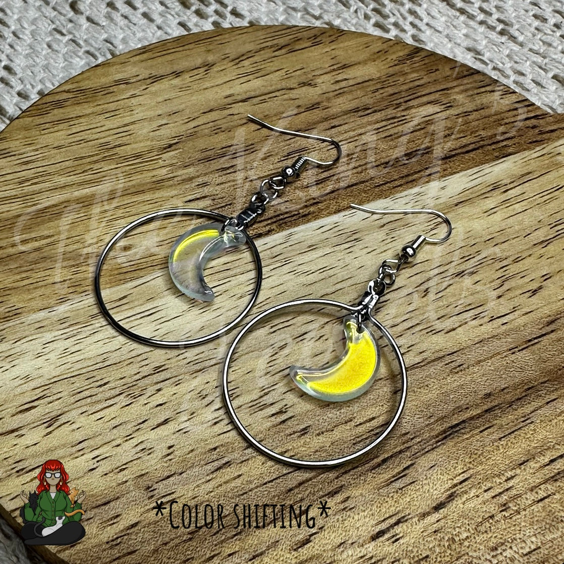 Riona - Color Shift Moon Earrings!