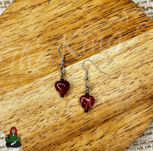 Melissa - Red Carnelian Agate Heart Earrings!