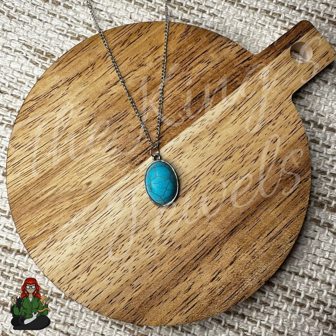 Ella - Turquoise Oval Pendant Necklace!