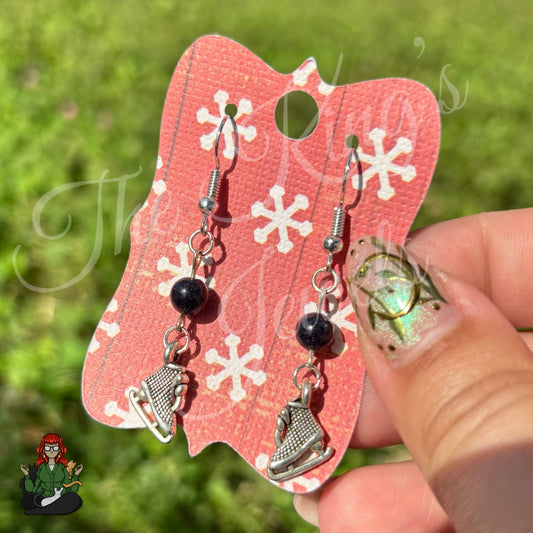 Katie - Blue Goldstone & Silver Skate Earrings!