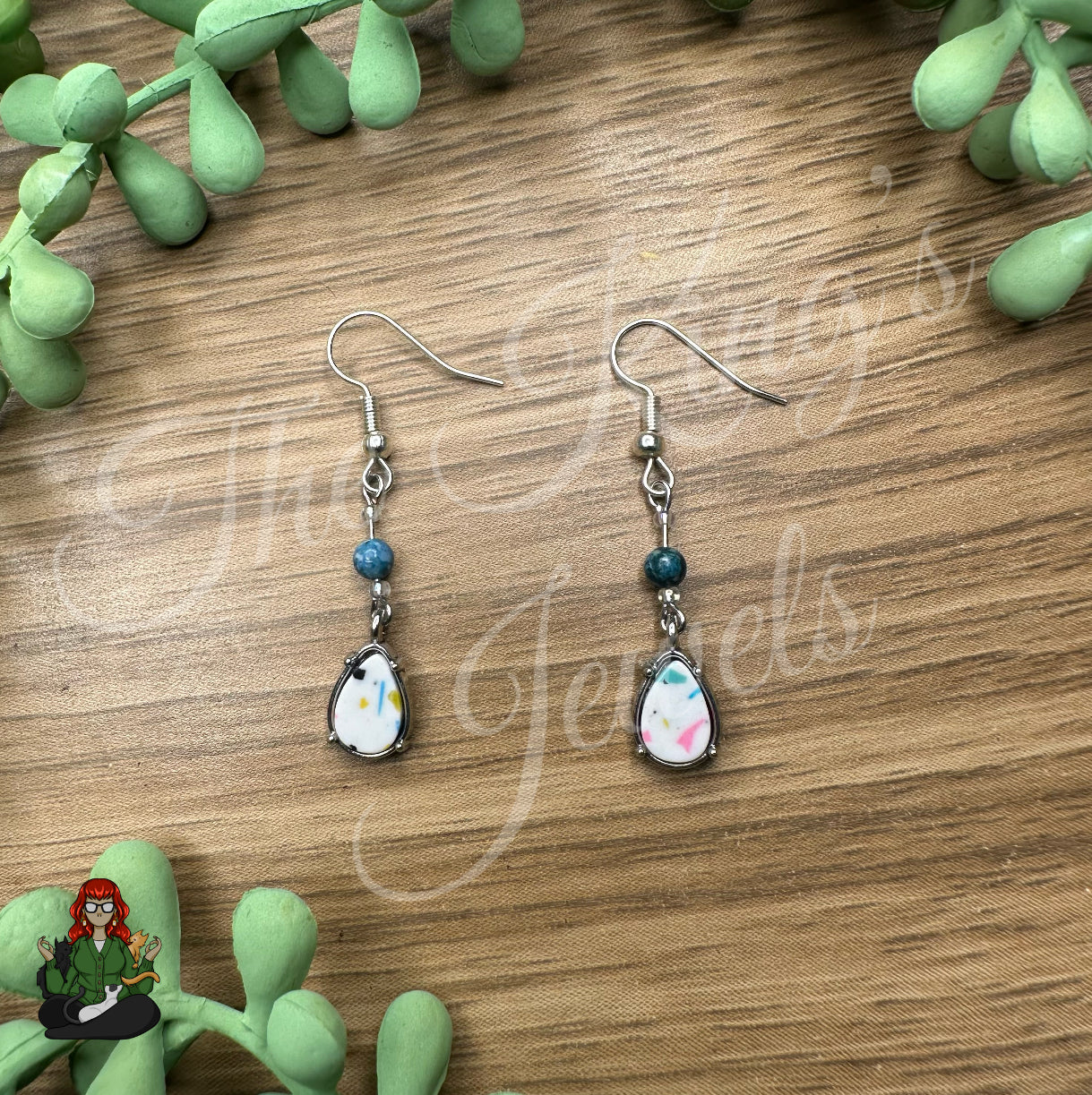 Katie - Dainty Neon Teal Teardrop Earrings!