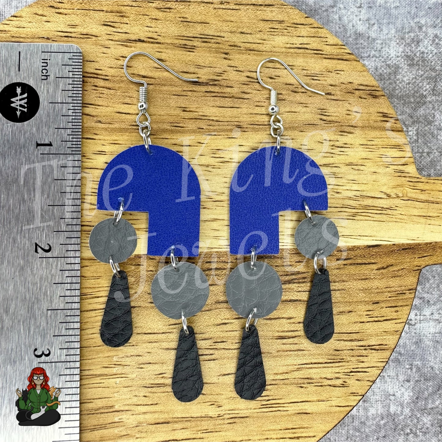 Modern-esque Blue, Grey, Black Earrings!