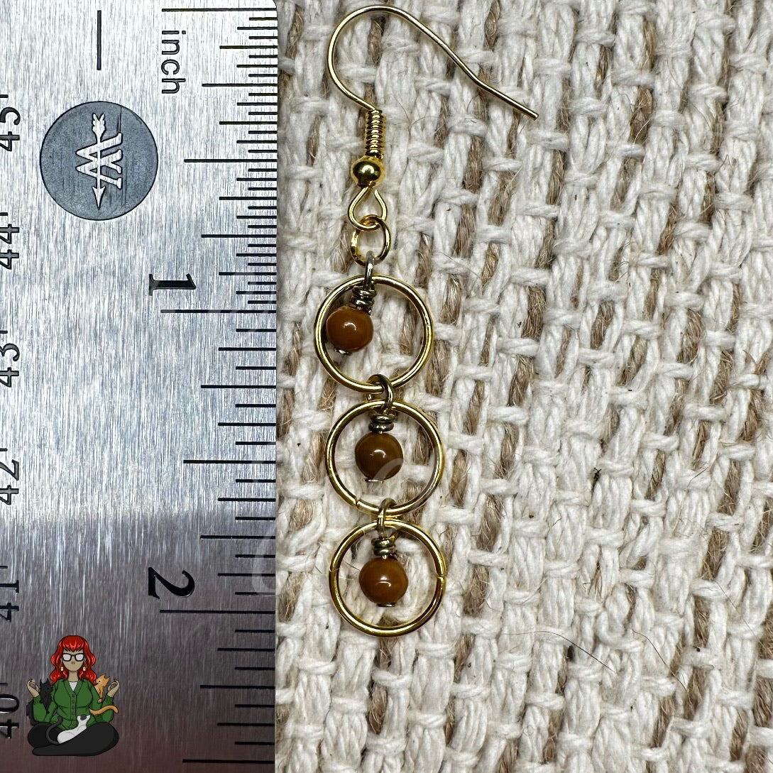 Brown Beaded O Ring Earrings!