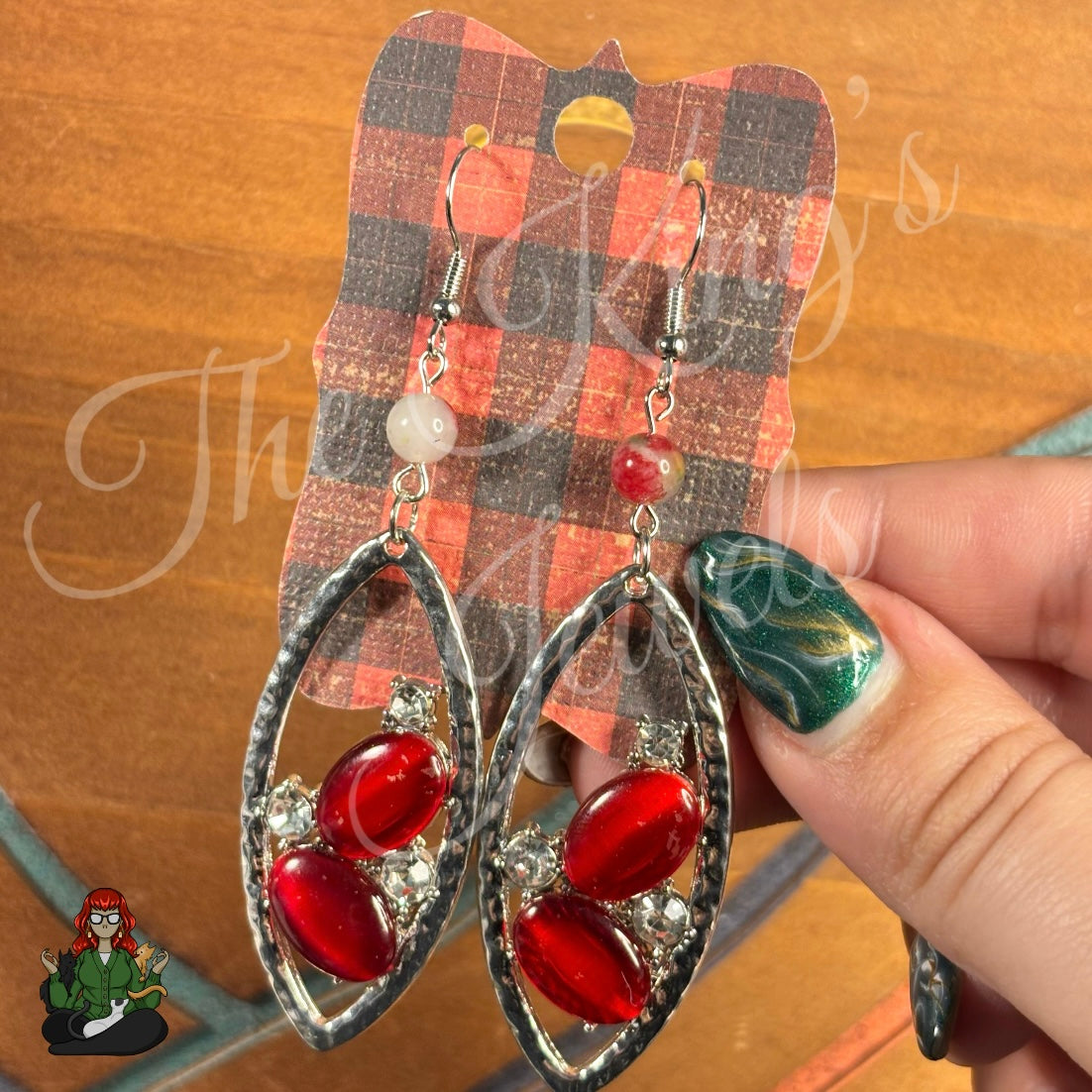 Katie - Dyed Jade Bead & Red Pendant Earrings!