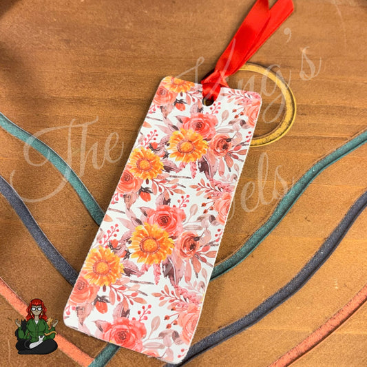 Shannon - Purple & Orange Floral Faux Leather Bookmarks!