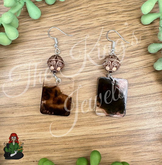 Brown & Bead Epoxy Earrings!