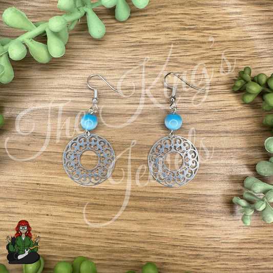 Katie - Medallion & Blue Bead Earrings!