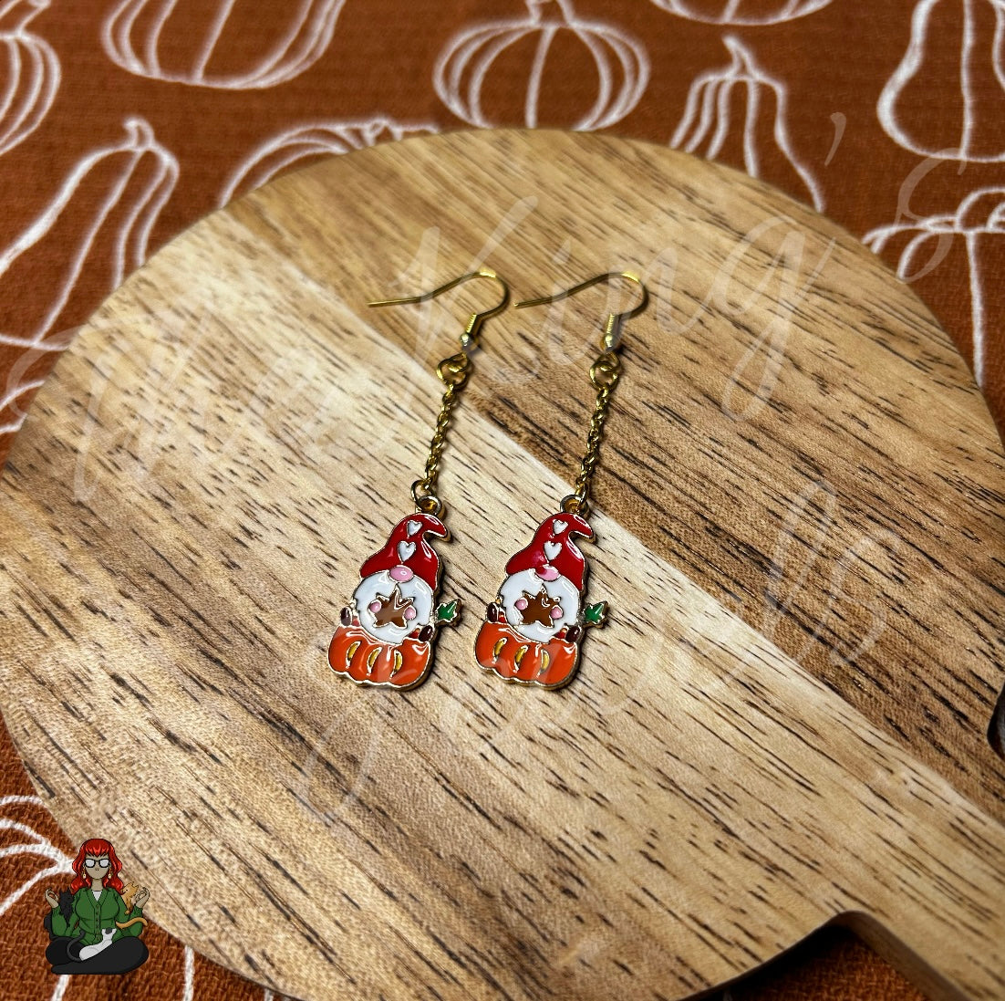 Gladys - Pumpkin & Gnome Earrings!