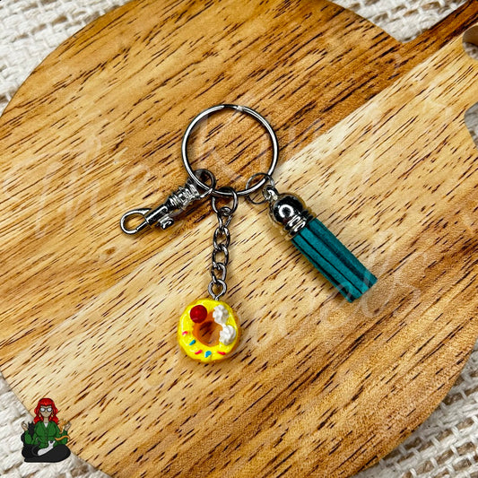 Morgan - Teal Tassel & Yellow Donut Keychain!