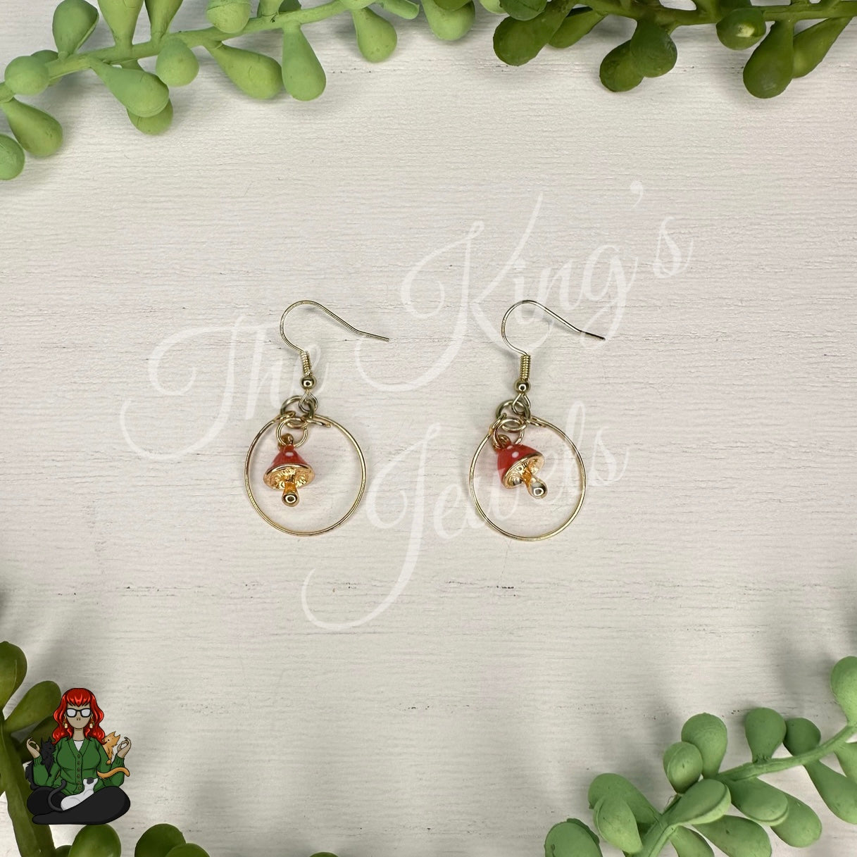 Riona - Orange Mushroom Hoop Earrings!