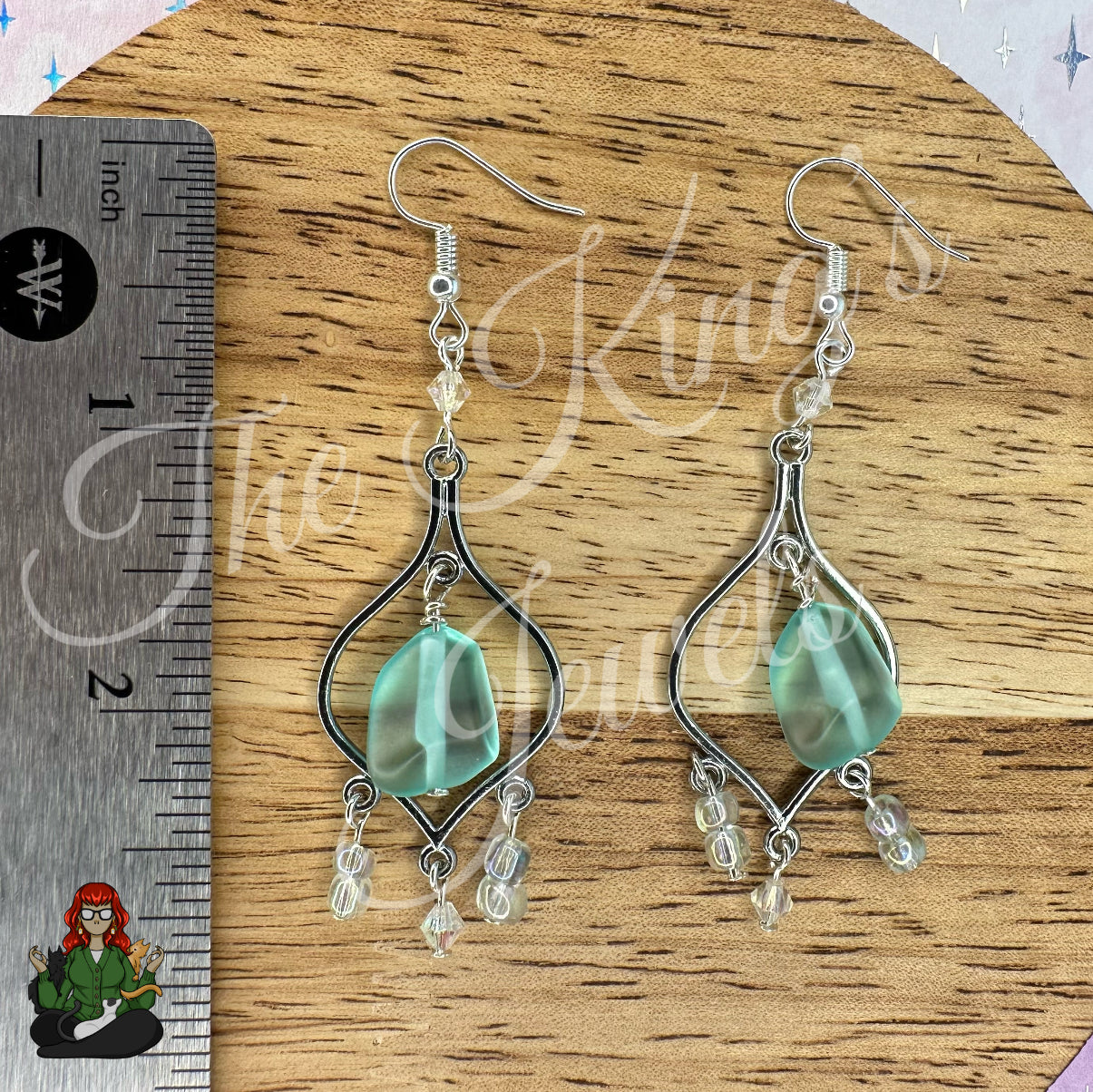 Freya - Chandelier Frosted Mint & Dainty Beaded Earrings!