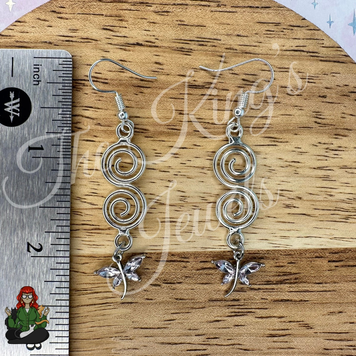 Katie - Swirls & Light Pink Dragonfly Earrings!