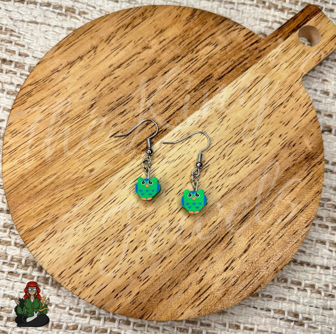 Shirley - Green Owl Earrings!