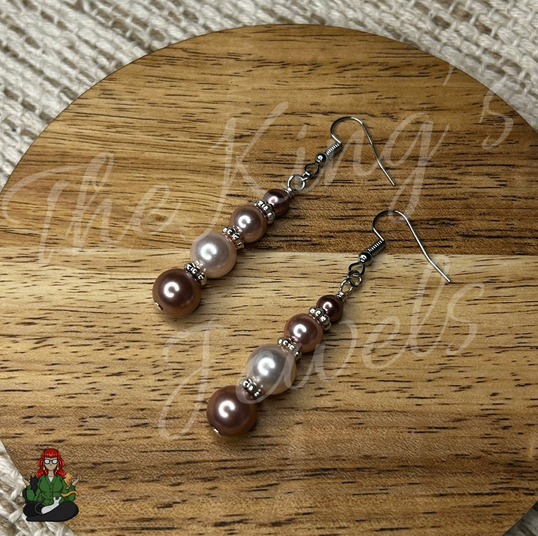 Pink Synthetic Pearl Earrings!