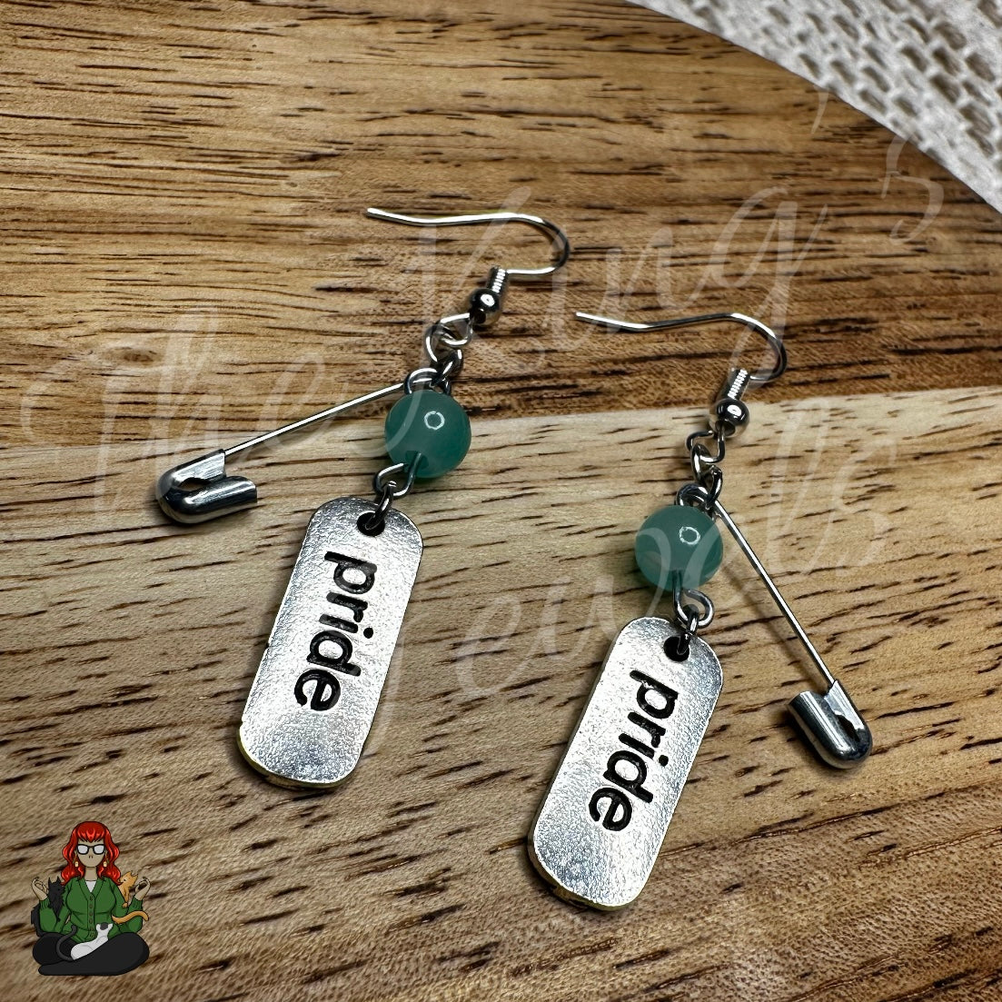 Raven - Teal "Pride" Safety Pin Earrings!