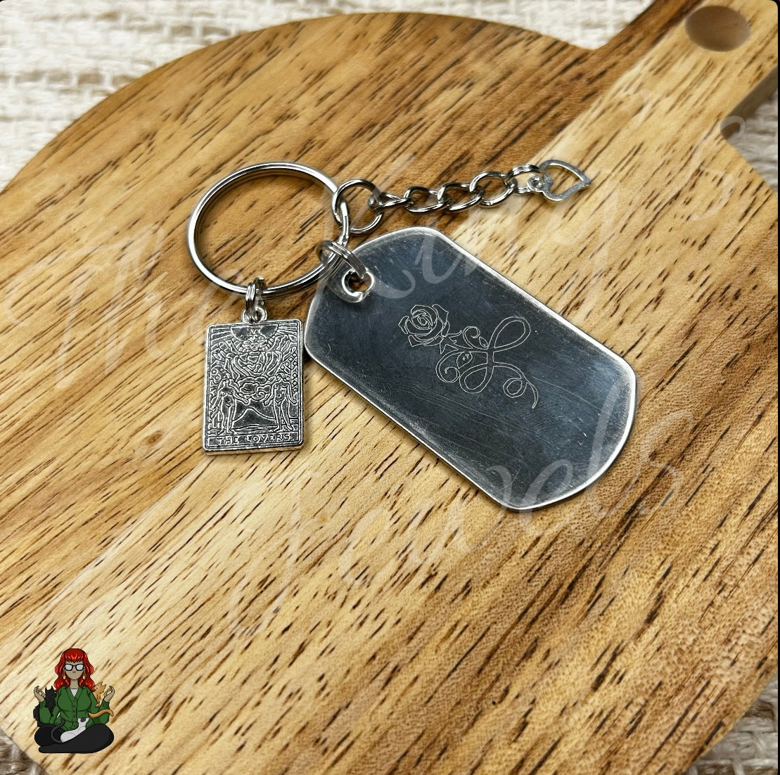 "Romantic" Etched Dog Tag Keychains! (Copy)