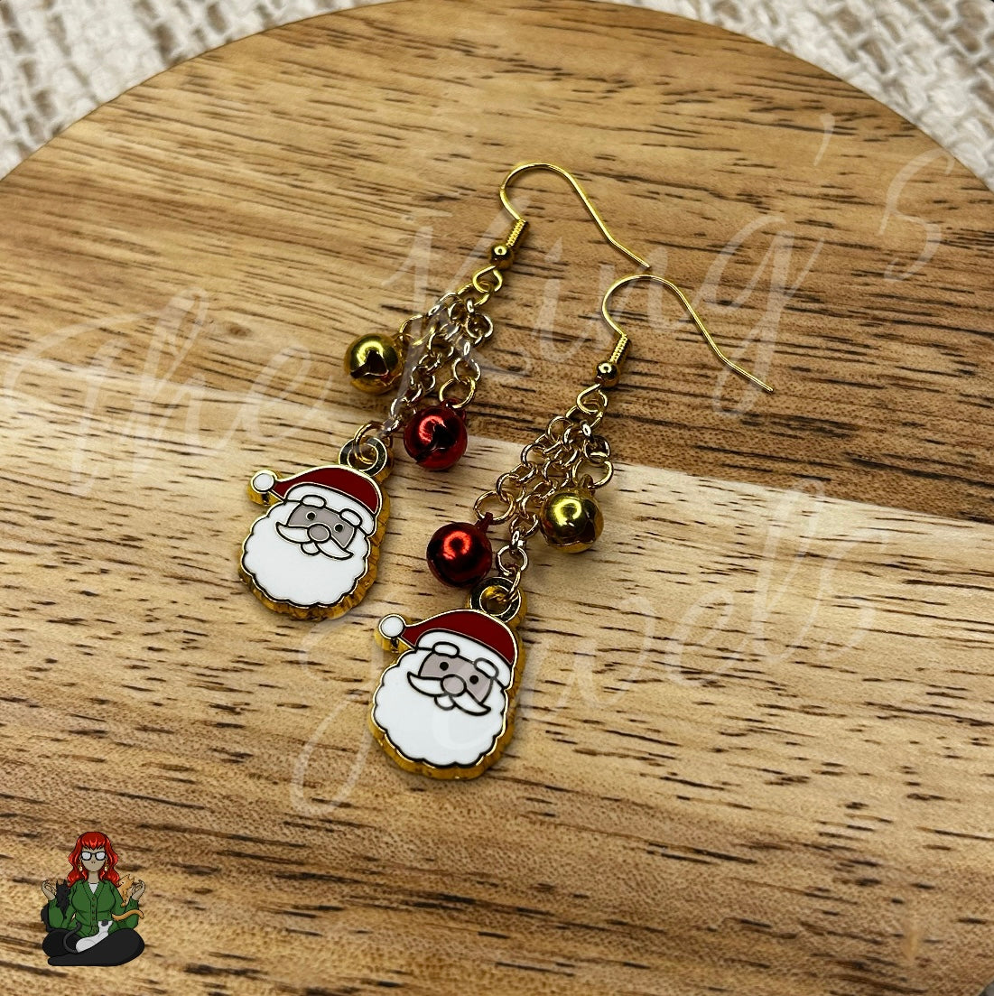 Gladys - Santa Charm & Bead Earrings!