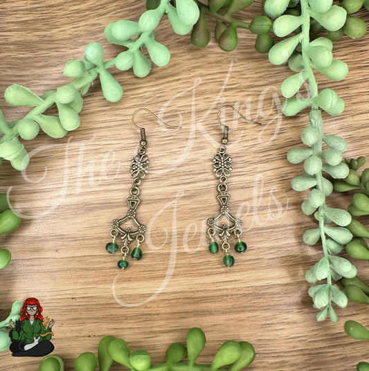 Freya - Chandelier Dainty Green Bead Earrings!